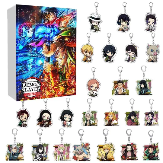 24pcs demon Advent Calendar 2025 Christmas Collectible Toy Figures Set - Includes Tomioka Giyuu Agatsuma zenittsu Tanjirou