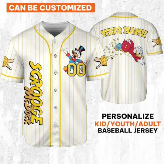 Customized Donald Duck Legendary Series Scrooge McDuck Classic Baseball Jerseys