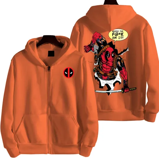 Marvel Deadpool Spring and Autumn New Men's Zipper Hoodie