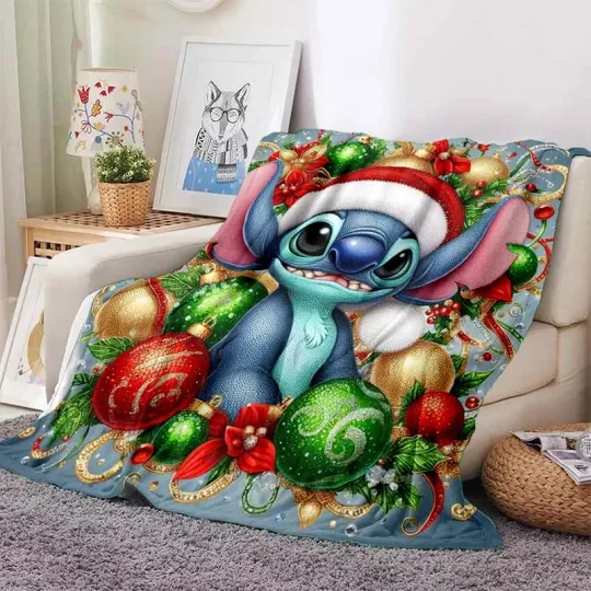 Disney Stitch Christmas Throw Blanket, Soft and Comfortable Blanket for Adults and Children, Holiday Gifts