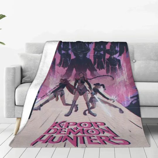 Warm BlanketKids Travel K pop Demon Hunters Throw Blanket  Flannel Bedspread For Outdoor Comfortable Sofa Bed Cover