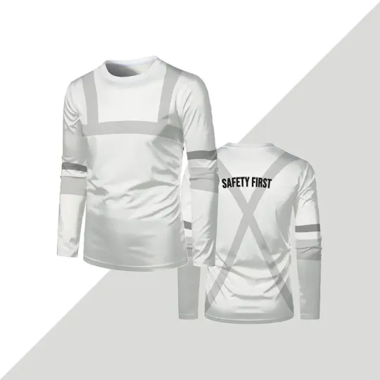High-quality Safety Workwear Outdoor Worker Safety-first Printed Long-sleeved T-shirt Autumn Men's Loose Round Neck Work Shirt