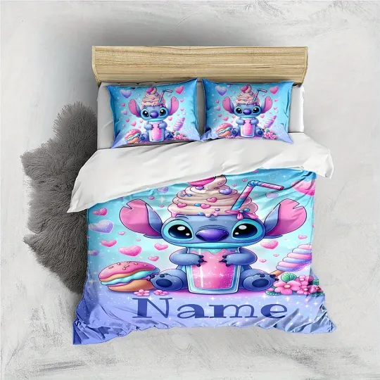 Custom Name Stitch Cartoon Bedding Set