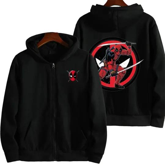 Deadpool Marvel Spring and Autumn New Men's Zipper Hoodie