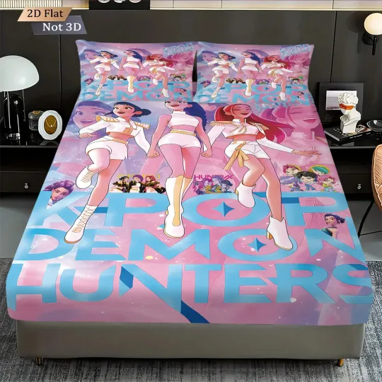 K-Pop Demon Hunters Bedding Set, Multi-Size, Soft Bed Cover for Bedroom