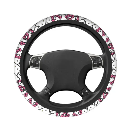 Hello Kitty Cartoon Pattern Car Steering Wheel Cover