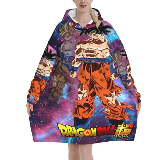 Dragon Ball DragonBall Anime Oversized Blanket Hoodie Sweatshirt Long Fleece Hooded Wearable Blanket