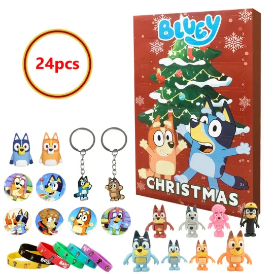 BlueyDad Bingo Advent Calendar Anime Figure Model Dolls Badge Keychain Children Holiday Christmas Countdown Calendar Blind Box Toys