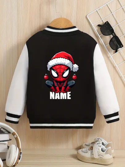 Marvel Boys Baseball Jacket - Cute Christmas Spider-Man print