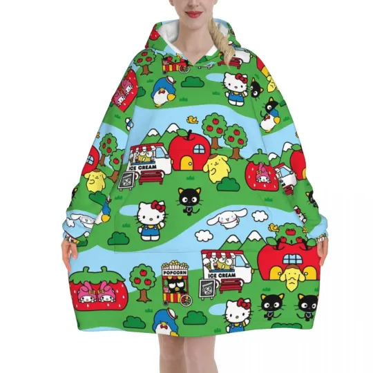 Hello Kitty Cartoon Blanket Hoodie