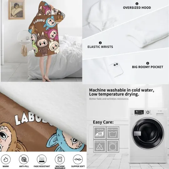 Oversized Labubu Blanket Hoodie