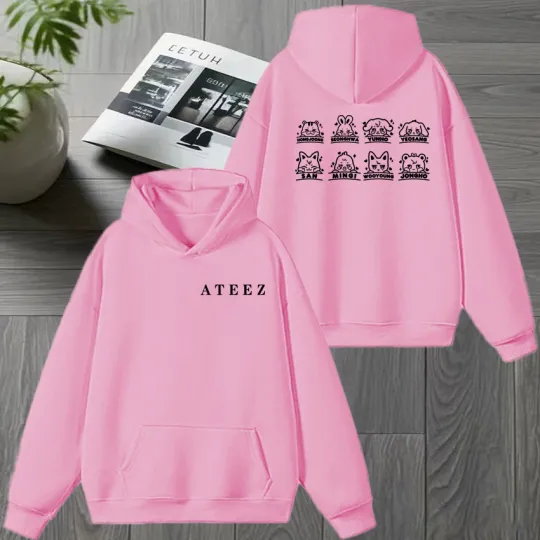 2026 Ateez Double Sided printed Winter Hoodie