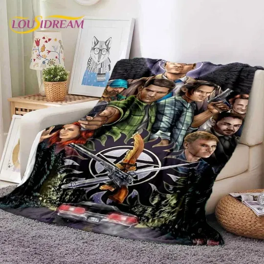 SPN Latest Supernatural Dean Sam Soft Flannel Blankets,Throw Blanket Comfortable Blanket for Picnic Beds Sofa Home Bedroom Gift