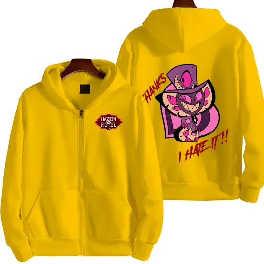 I Hate It Hazbin Hotel Men Zip Up Hoodie