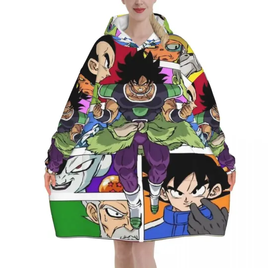 Dragon Ball DragonBall Anime Oversized Blanket Hoodie Sweatshirt Long Fleece Hooded Wearable Blanket