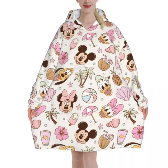 Mickey Mouse Cartoon Blanket Hoodie Oversized