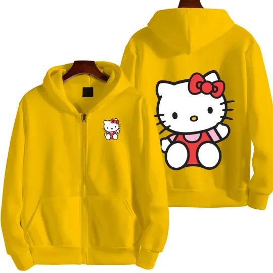 Hello Kitty Red Men Zip Up Hoodie