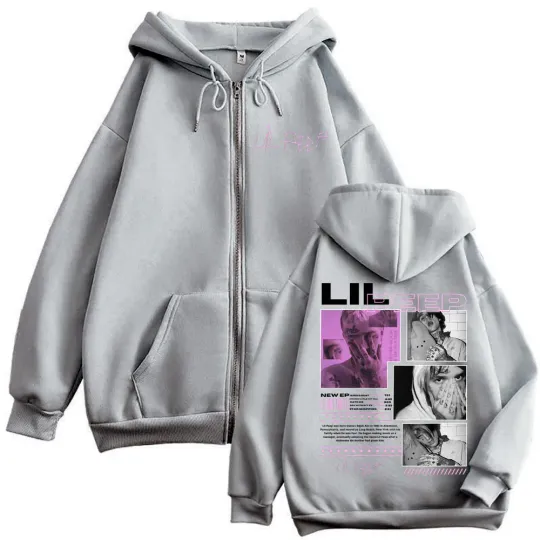 Rapper Lil Peep Double Sided Print Hoodie Men Women Hip Hop Vintage Zipper Sweatshirts Harajuku Y2k Fashion Oversized Pullovers