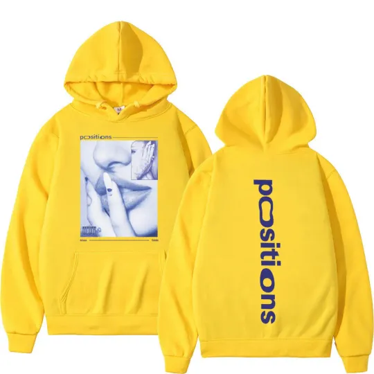 Ariana Positions Album Retro Graphichoodie Men Women Aesthetic Trendy Pullover Long-sleeved Oversized Casual Sweatshirt
