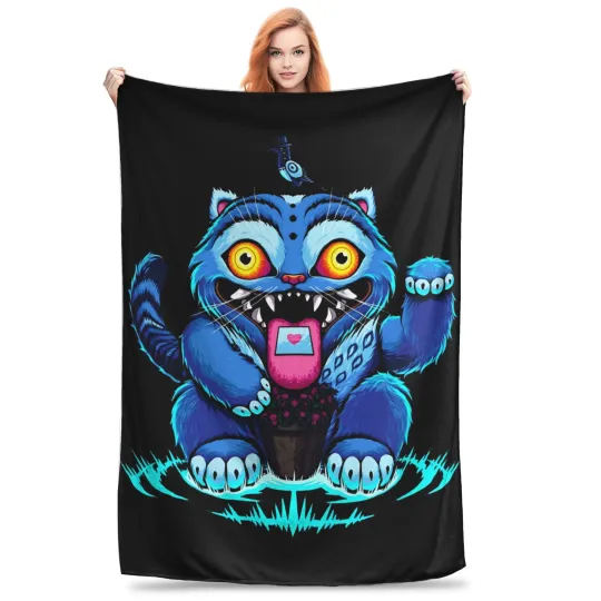 Blue Derpy Money Tiger Fleece Blanket
