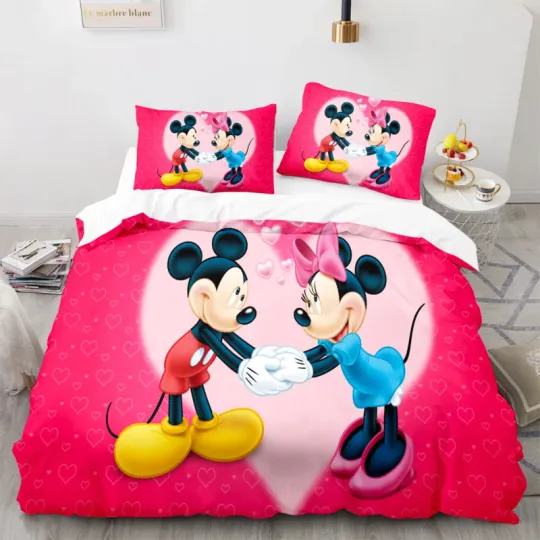 Cartoon Disney Bedding Set, Mickey Mouse Minnie Mouse Bedding Sets, Birthday Gifts