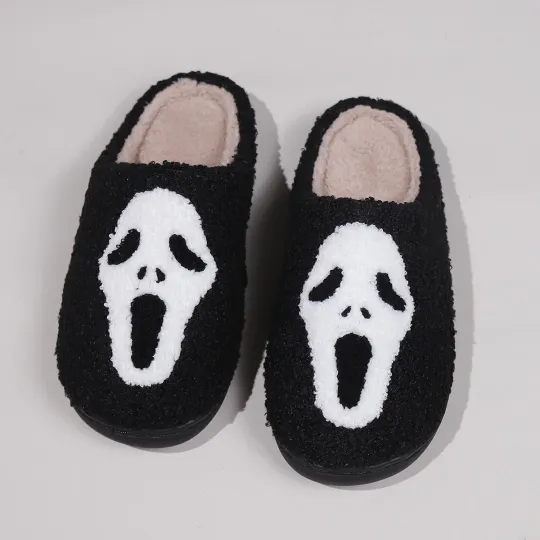 Halloween Funny Casual Fluffy Slippers, Halloween Gift, Christmas Gift