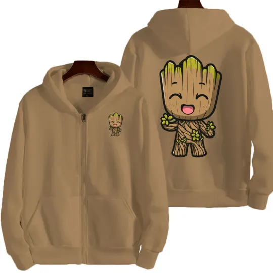 Marvel Groot Spring and Autumn New Men's Zipper Hoodie