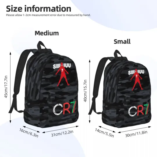 CR7 Ronaldos Backpack for Men and Women, Laptop Shoulder Bag, Student and Work Daypack, Gift