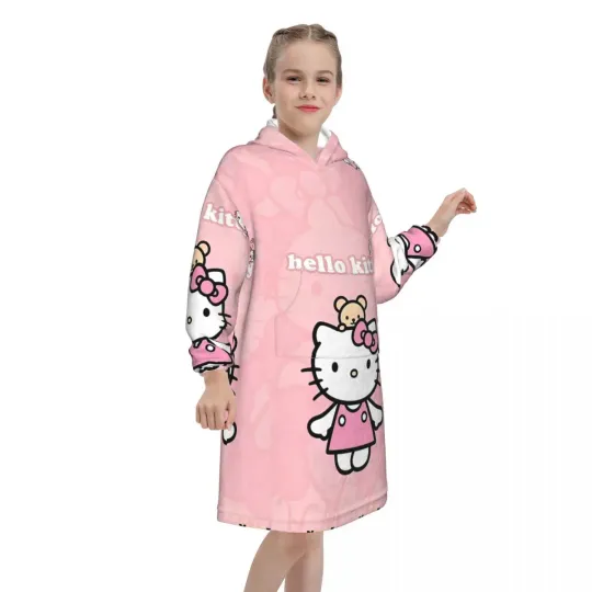 Hello Kitty Kawaii Cats Blanket Hoodie for Girls and Boys