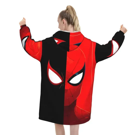 Spider Man Blanket Hoodie For Adult Kid, Christmas Gift Idea