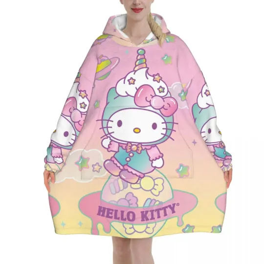 Hello Kitty Cartoon Blanket Hoodie