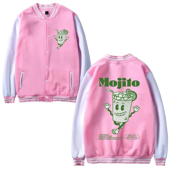 Funny Mojito Cocktail Graphic Baseball Jacket