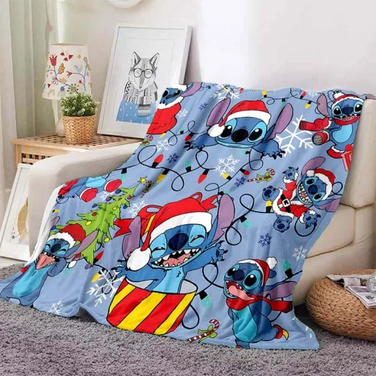 Disney Stitch Christmas Throw Blanket, Soft and Comfortable Blanket for Adults and Children, Holiday Gifts