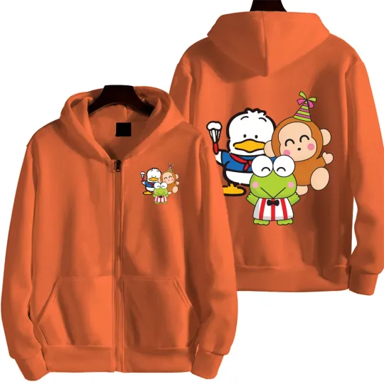 Keroppi Pochacco Men Zip Up Hoodie