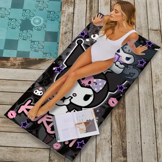 Kuromi-Themed Beach Towel