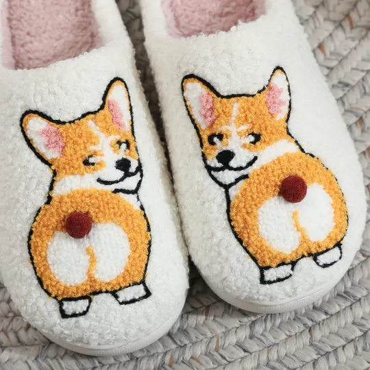 Corgi Pet Pattern Slippers, Halloween Gift, Christmas Gift