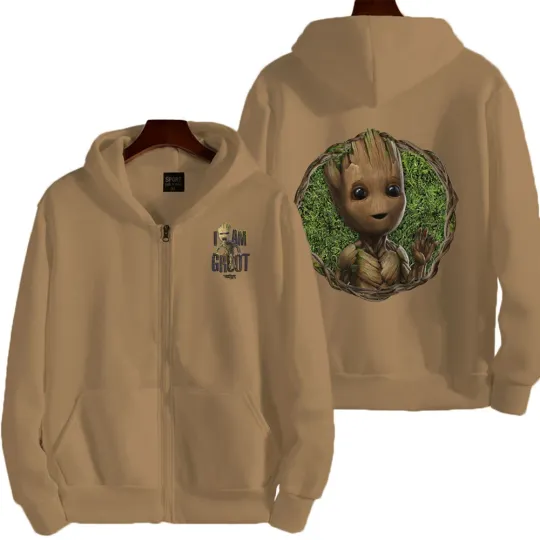 Marvel Groot Spring and Autumn New Men's Zipper Hoodie