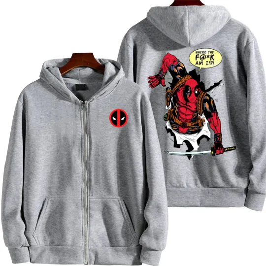 Marvel Deadpool Spring and Autumn New Men's Zipper Hoodie