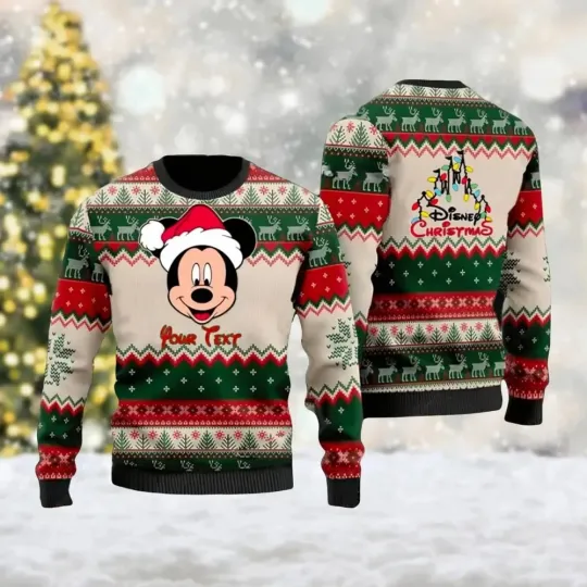 Discover Merry Christmas Mickey Mouse Disney Ugly Christmas Sweater Gift Santa Claus Pullover Men's 3D Autumn Winter Sweatshirt 2025