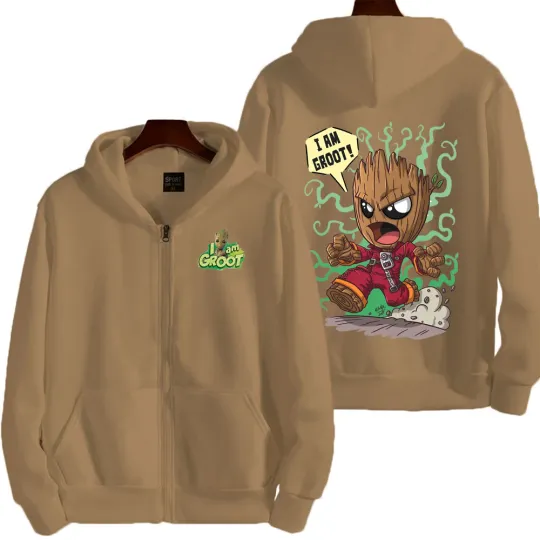 I Am Groot Men Zip Up Hoodie