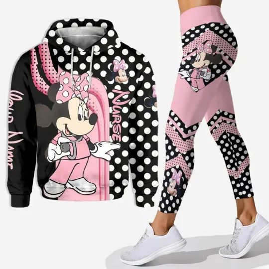 Custom Name Disney Minnie Mickey 3D Women's Hoodie and Leggings Suit Hoodie Yoga Pants Sweatpants Fashion Sports Suit