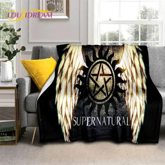 SPN Latest Supernatural Dean Sam Soft Flannel Blankets,Throw Blanket Comfortable Blanket for Picnic Beds Sofa Home Bedroom Gift