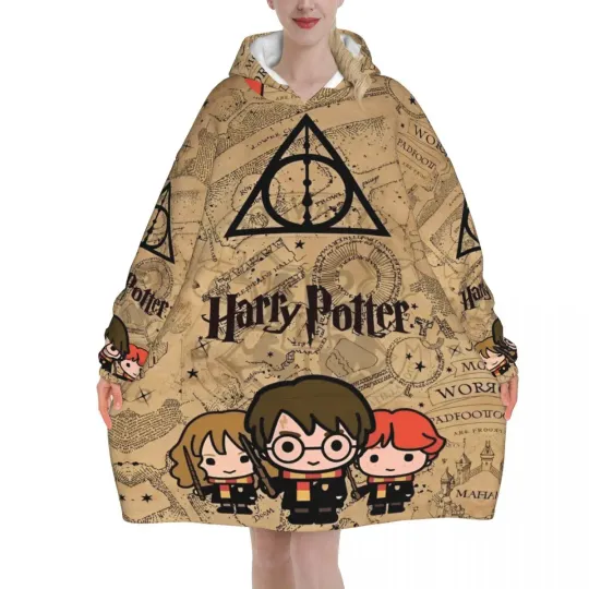 Oversized Harry Potter Magic School Wearable Blanket Winter Hoodie