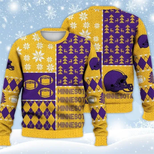Minnesota Football Christmas Ugly Sweater 3D Print American Football Pullover Top Fashion Casual Daily Clothing Unisex Hoodie