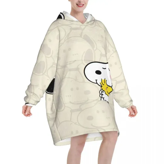 Snoopys Cute Dogs Woodstock Blanket Hoodie