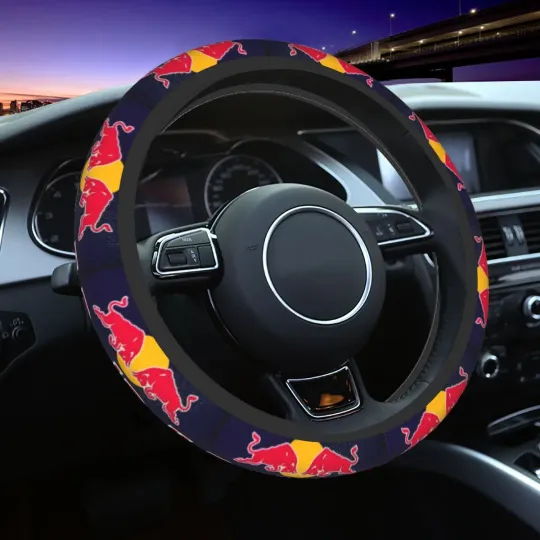 Red Bulls Car Steering Wheel Cover
