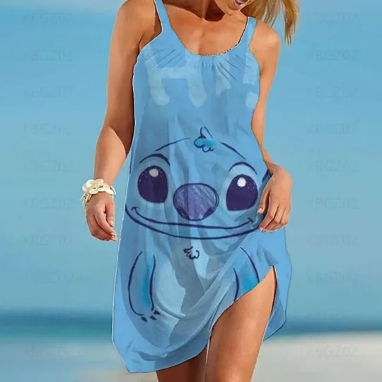 Disney Stitch Summer Sleeveless Dresses | Beach Dress | Summer Gift