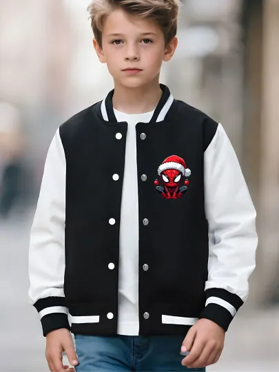 Marvel Boys Baseball Jacket - Cute Christmas Spider-Man print