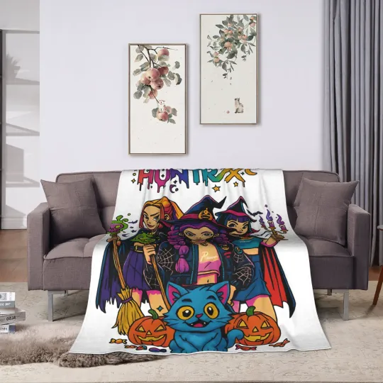 Kpop Huntrix Halloween Fleece Blanket