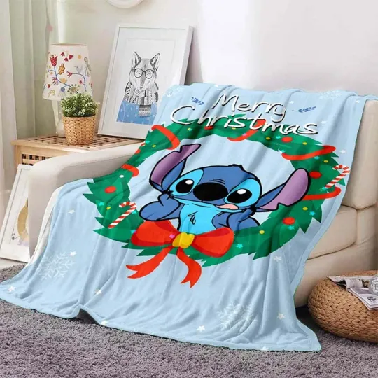 Disney Stitch Christmas Throw Blanket, Soft and Comfortable Blanket for Adults and Children, Holiday Gifts